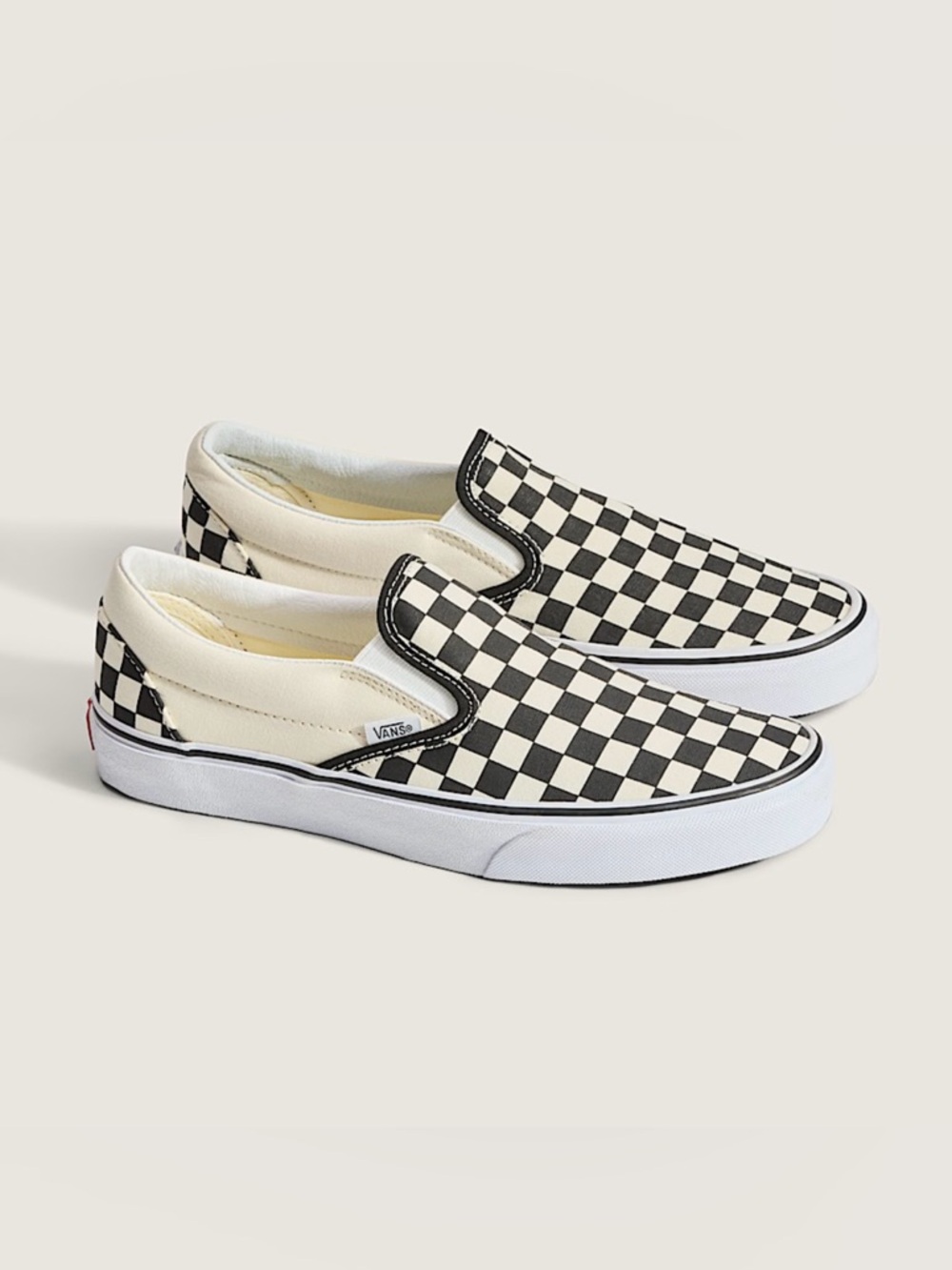 Brand New Vans Kids Classic Slip-On Checkerboard Shoes - Black & Cream